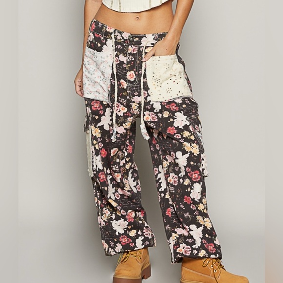 Pol Natural And Embroidered Floral Jogger  30a main image 1